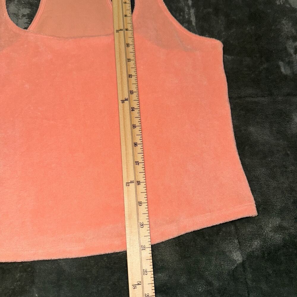 Victoria's Secret Tank Top Women's Large Coral Peach Scoop Neck Terry Racerback - Picture 7 of 9